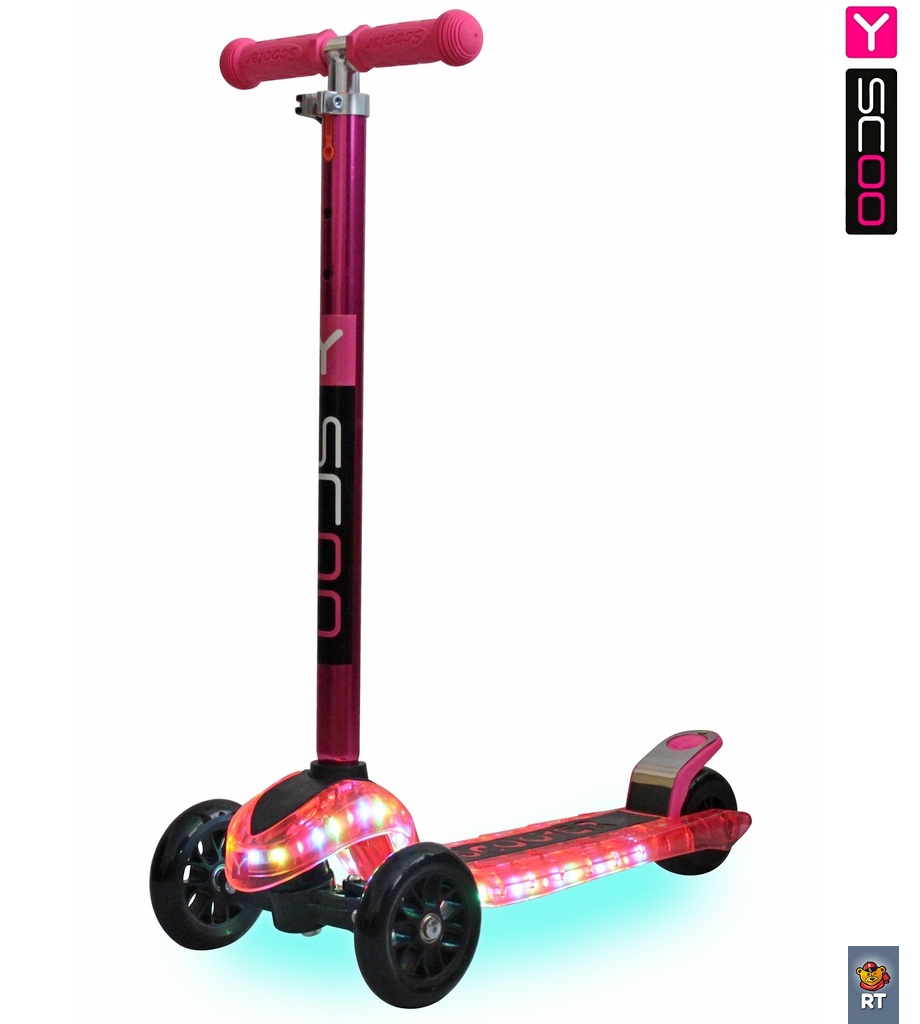 Самокат Y-Scoo Maxi Laser Show, розовый металлик  